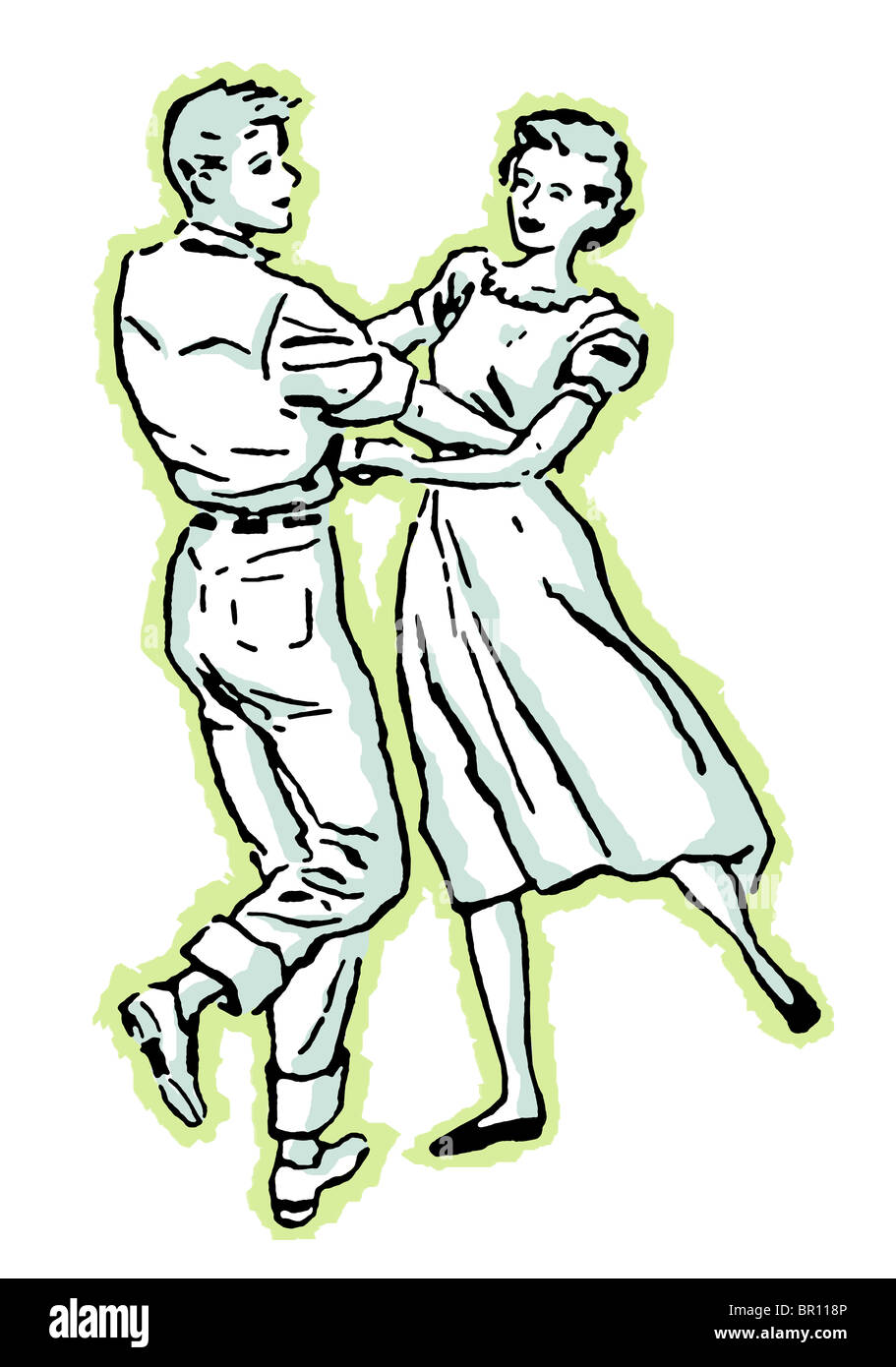 An illustration of a couple dancing Stock Photo