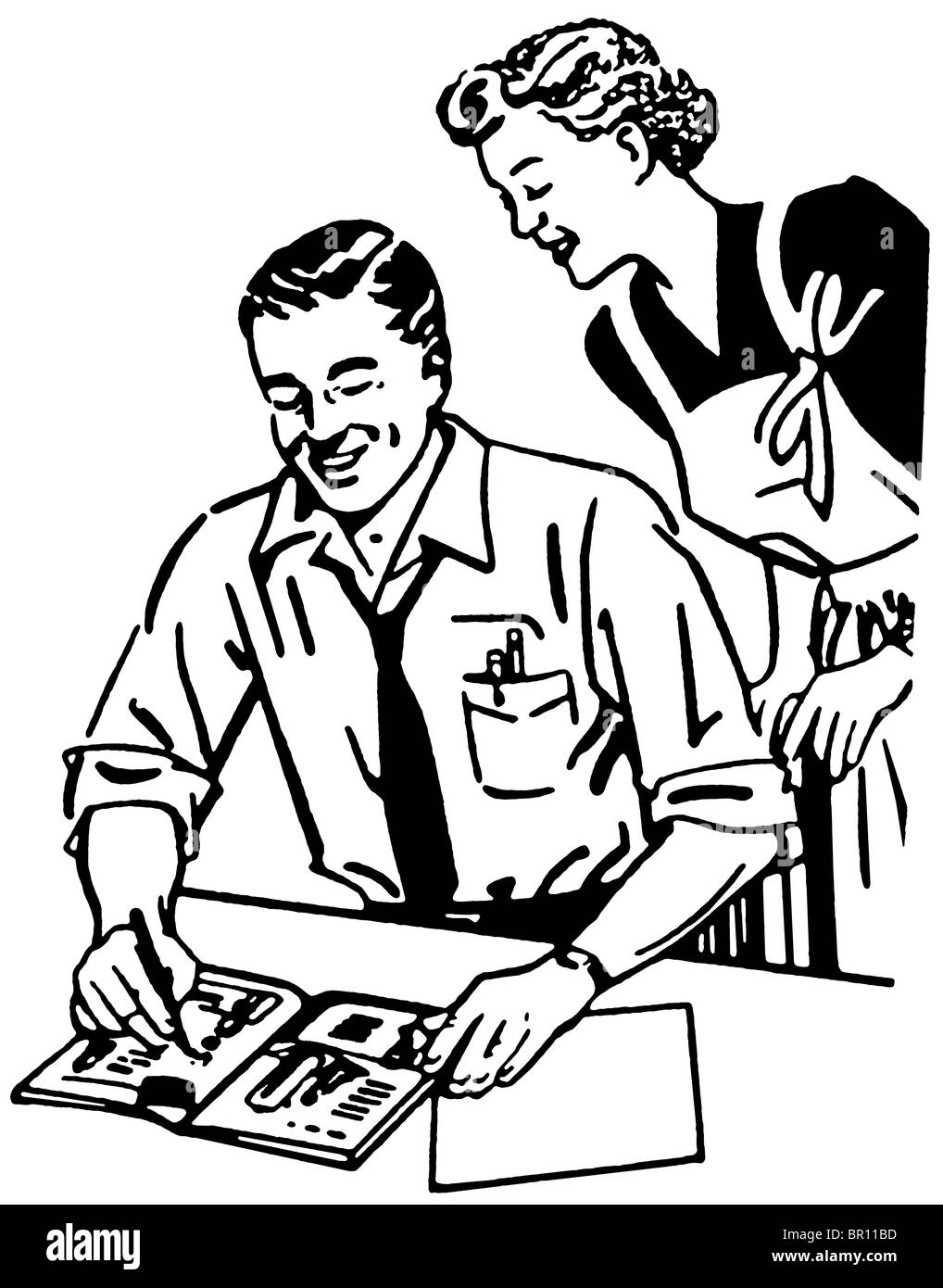 Happy black and white vintage hi-res stock photography and images - Alamy
