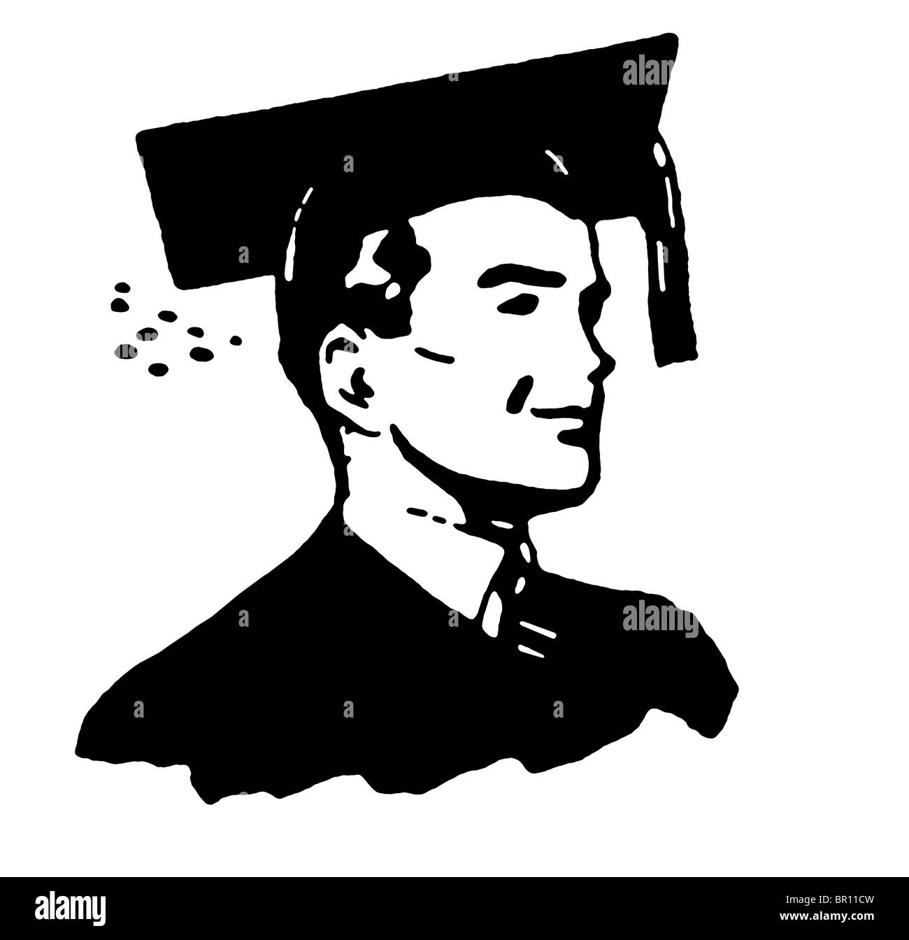 A black and white illustration of a graduate Stock Photo - Alamy
