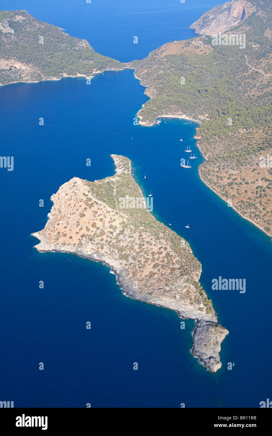 aerial photo of St Nicholas Island near Fethiye at the Turkish West