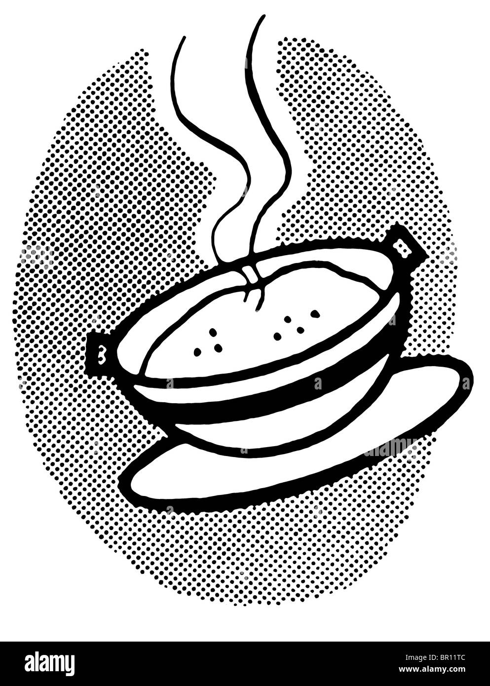 A black and white version of a hot bowl of soup Stock Photo - Alamy
