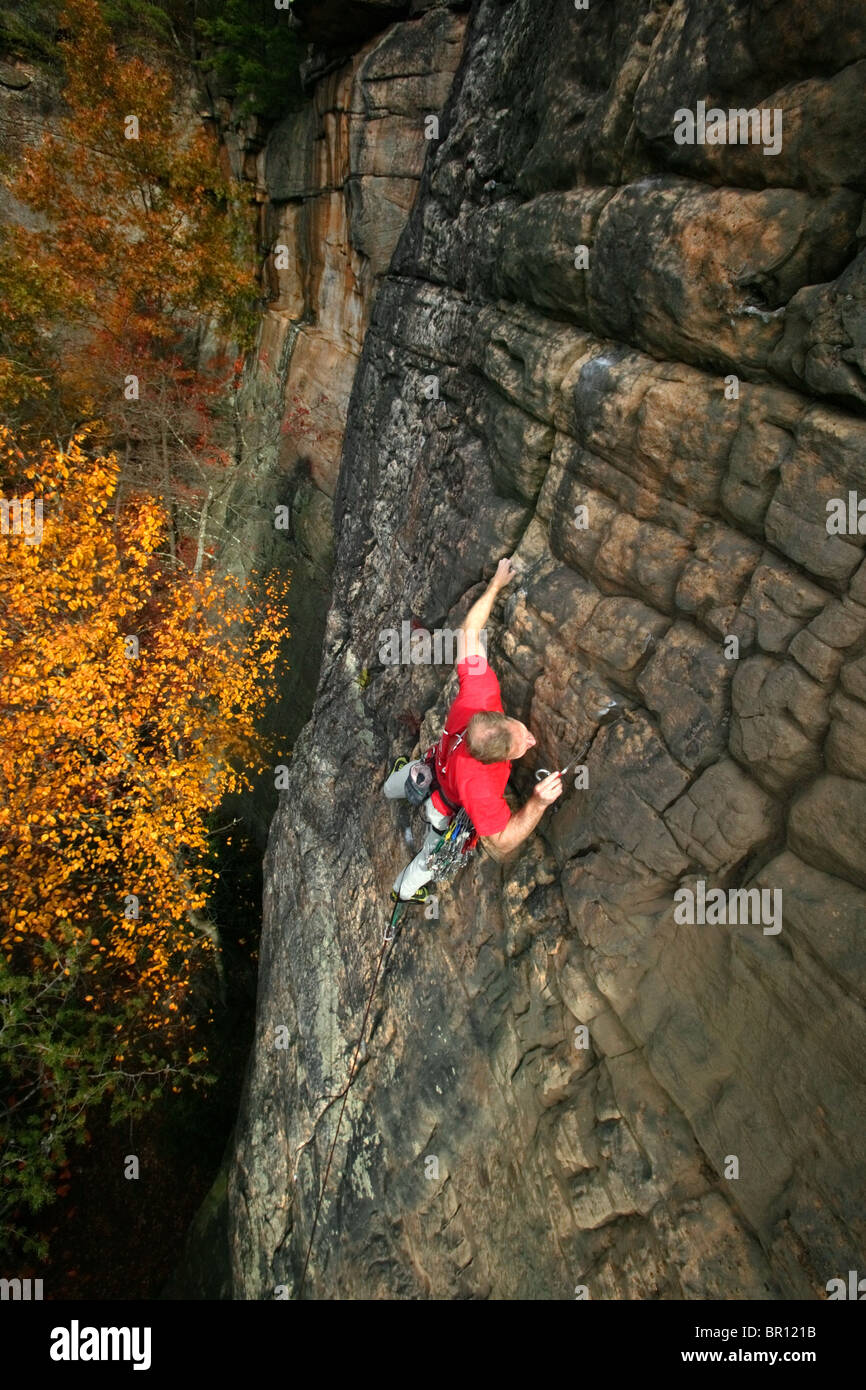 Male rock climber at the New River West Virginia Stock Photo Alamy