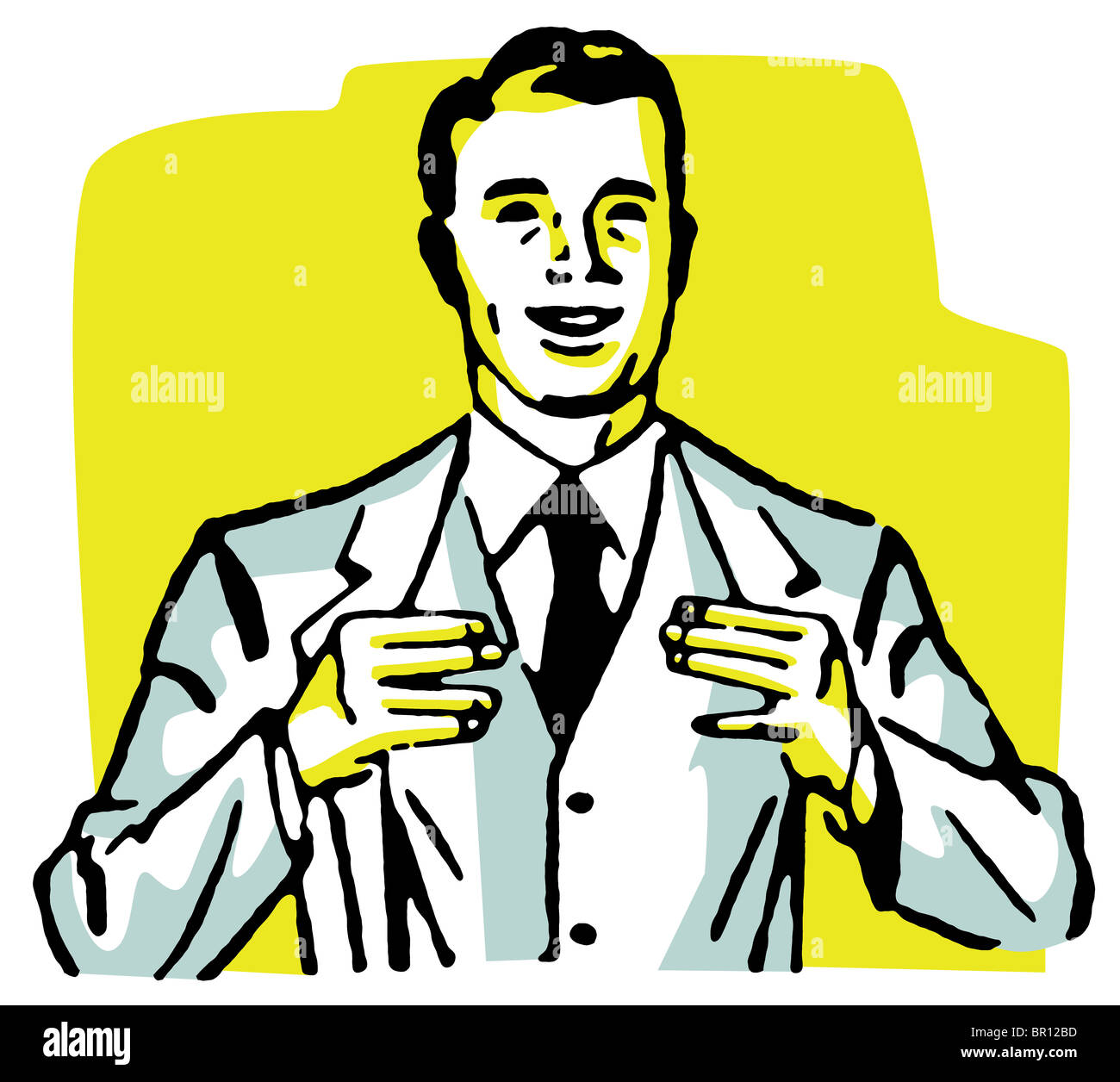 A graphic vintage illustration of a smart looking businessman Stock Photo