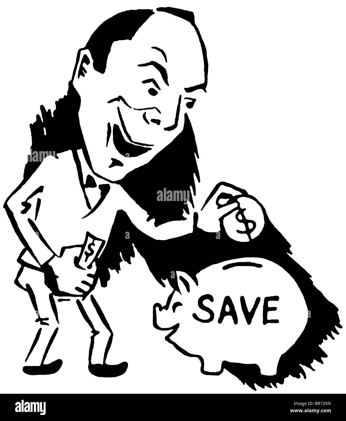 A black and white version of a thrifty saver Stock Photo Alamy