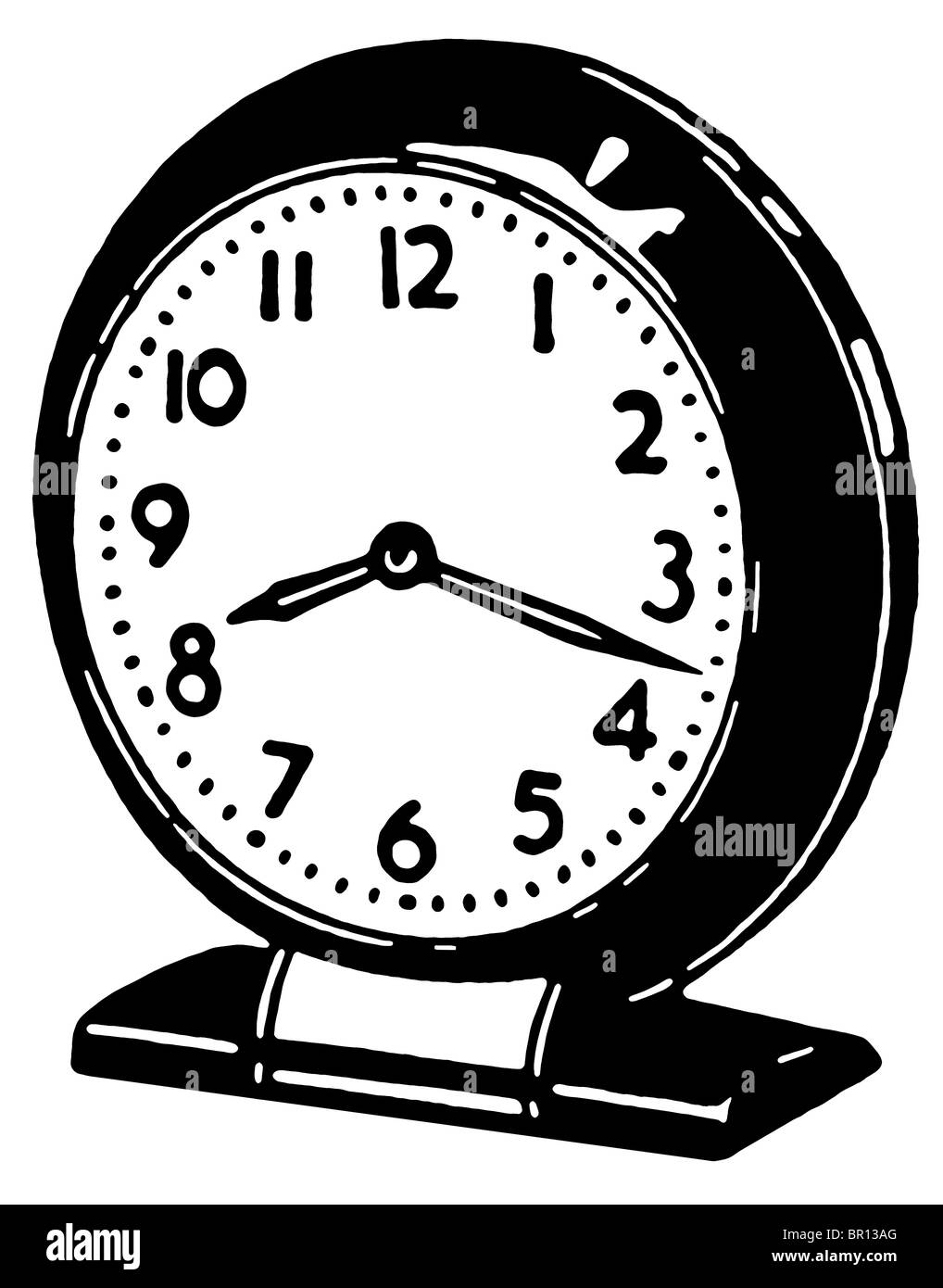 A black and white version of a vintage clock Stock Photo - Alamy