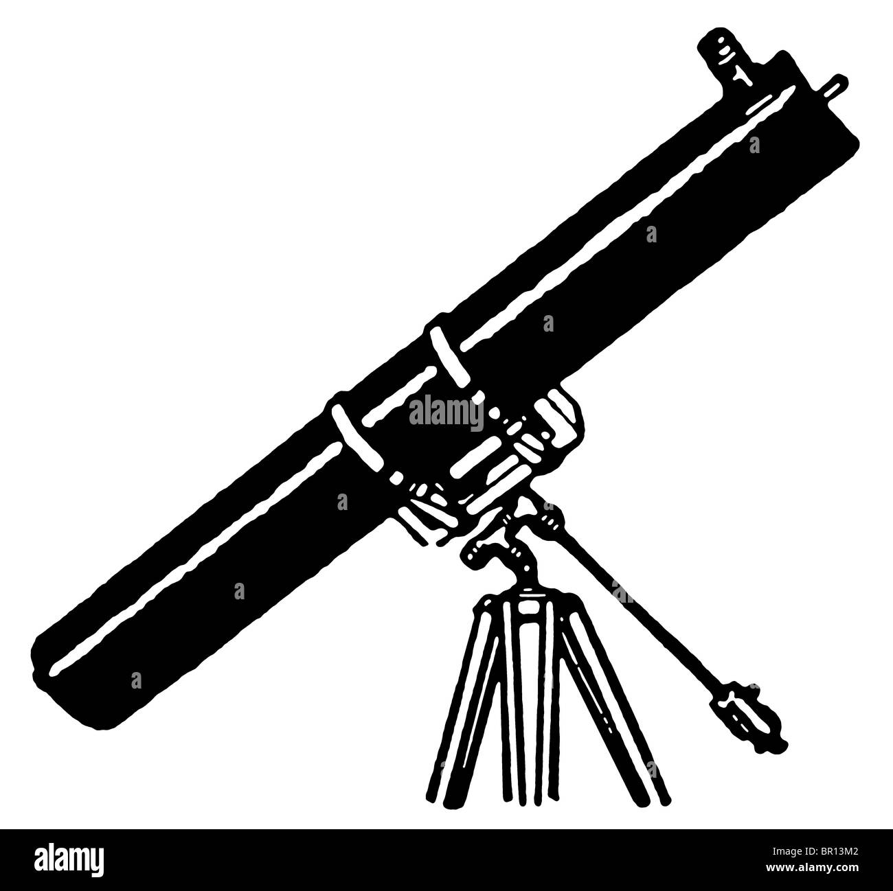 A black and white version of a telescope Stock Photo
