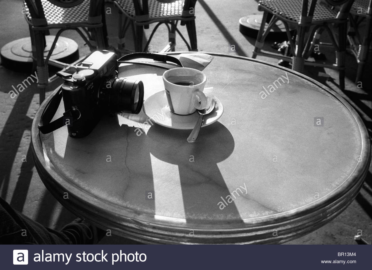 A Photographers Dream A Leica Camera And An Espresso At A Sidewalk Stock Photo Alamy