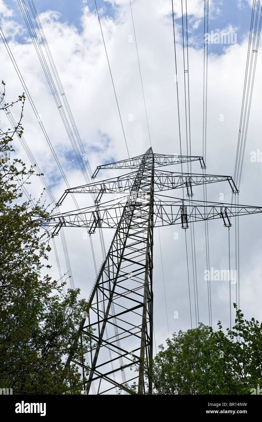High voltage transmission line Stock Photo