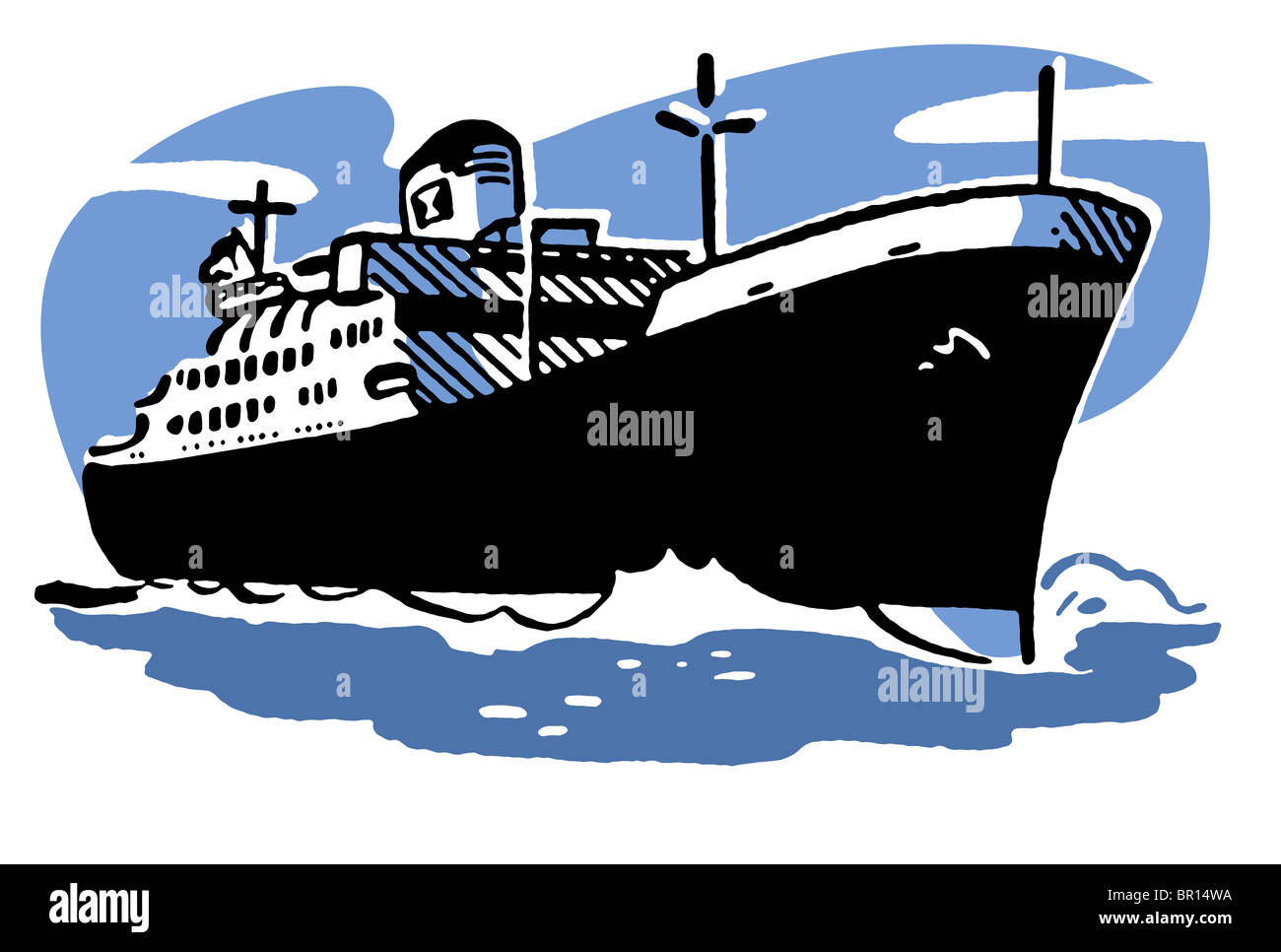 A vintage illustration of a ship Stock Photo