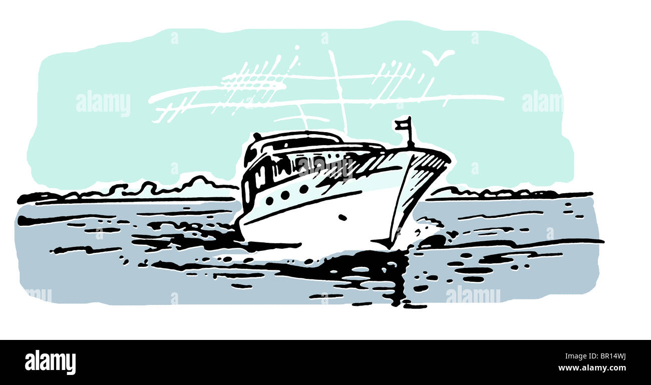 A vintage illustration of a boat Stock Photo - Alamy
