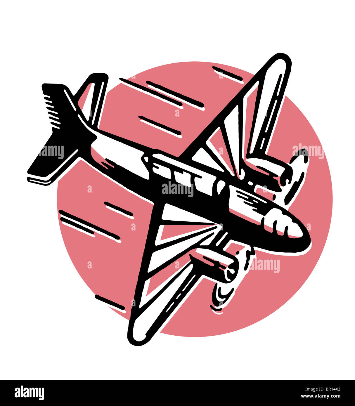 A vintage illustration of an airplane Stock Photo