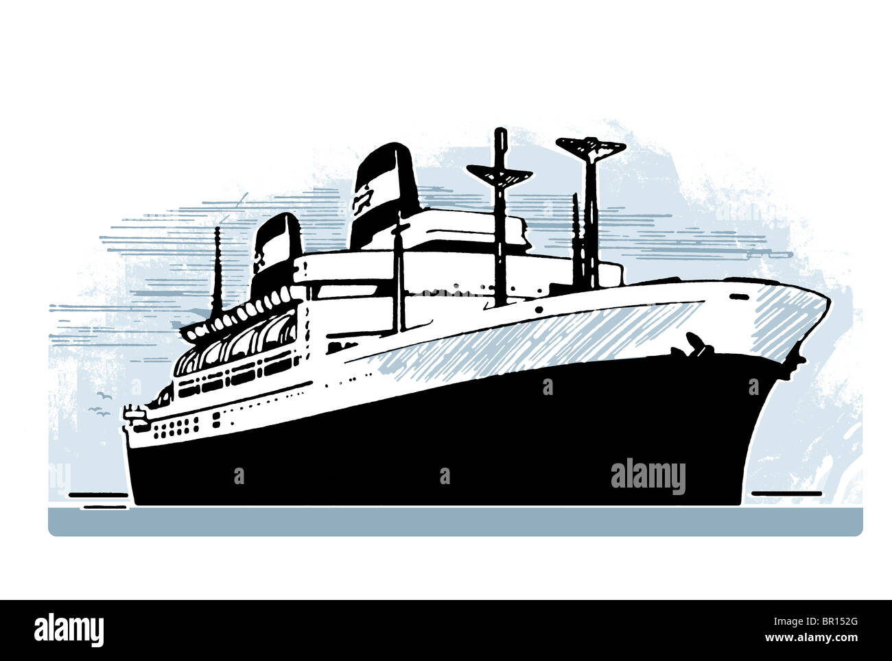 A vintage illustration of a ship Stock Photo