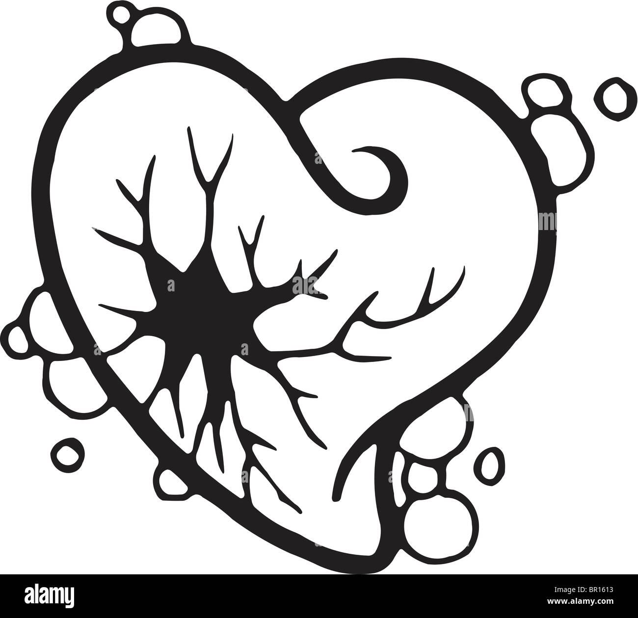 a-black-and-white-version-of-a-stencil-of-a-shattered-heart-stock-photo-alamy