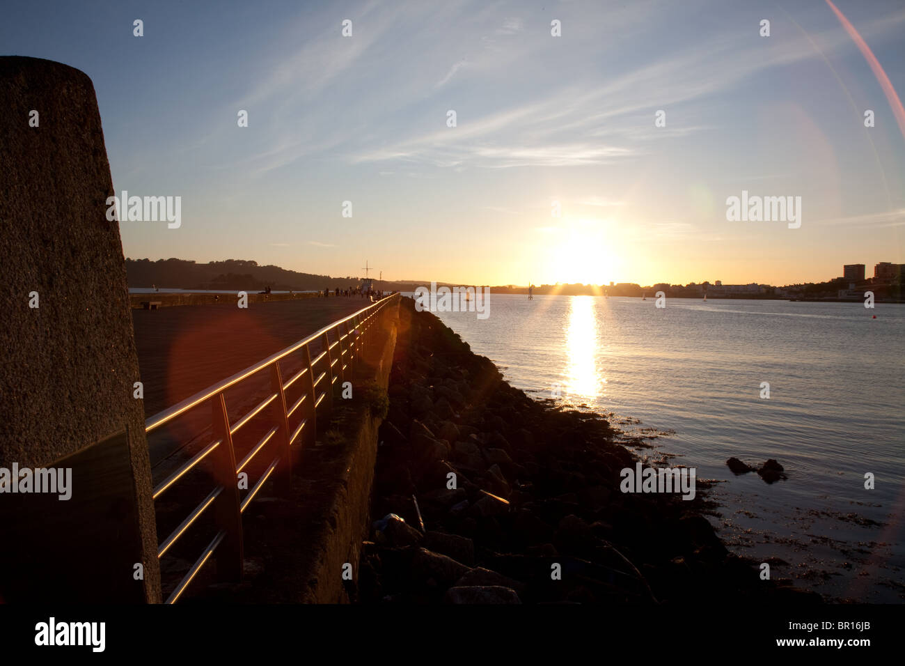 Sunset Plymouth Sound from Mount Batten Quay Stock Photo Alamy