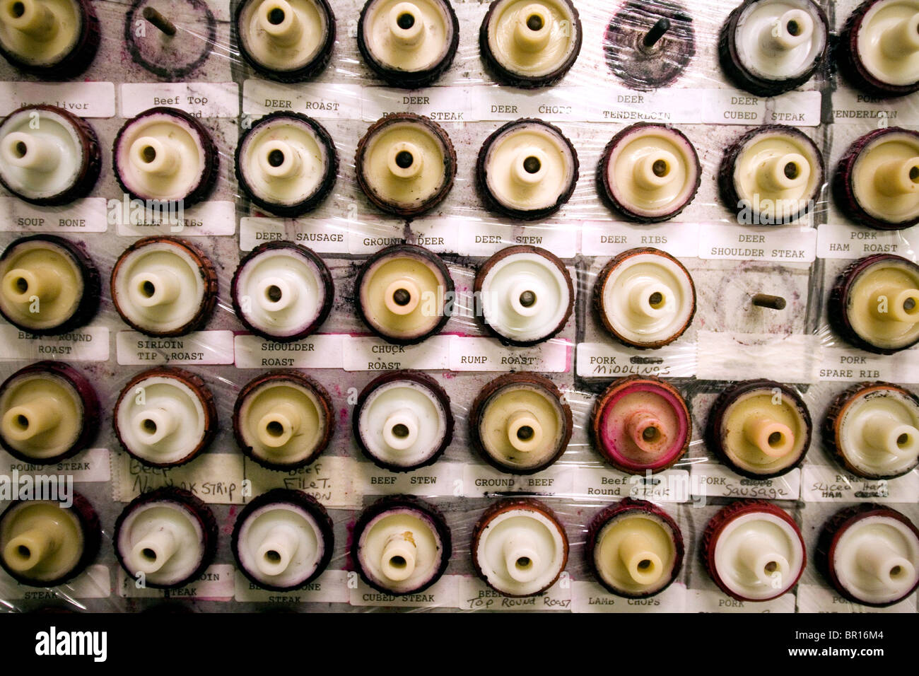 Meat stamps in a meat processing facility in Vilas, North Carolina