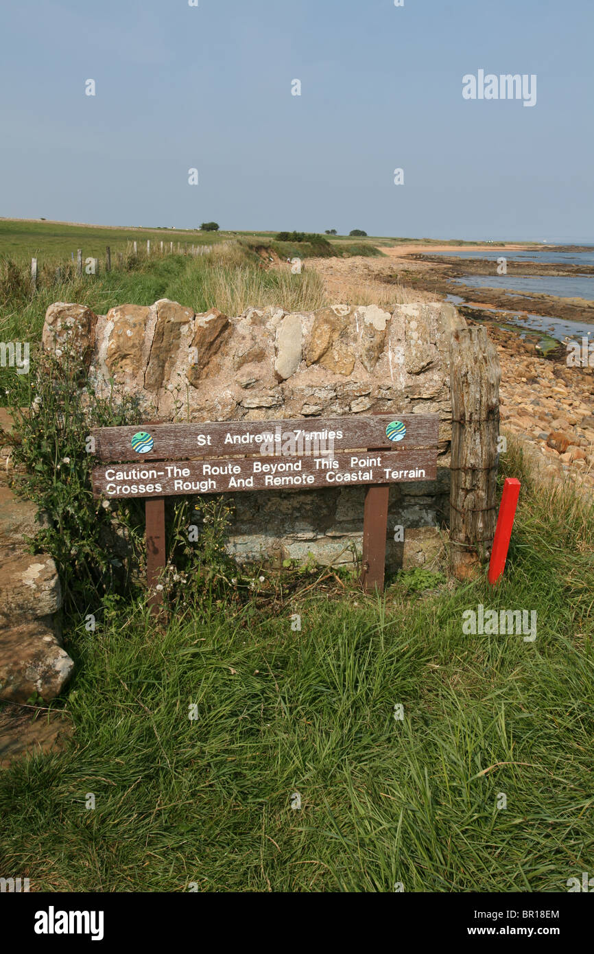 warning sign on Fife Coastal Path to St Andrews Scotland September 2010 Stock Photo Alamy
