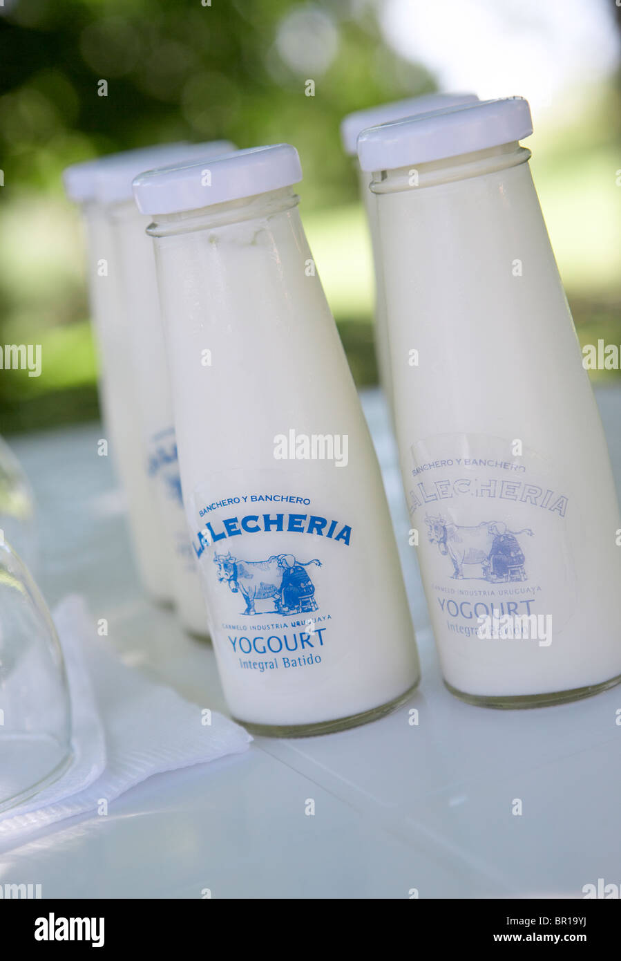 Fresh bottled yogurt in Carmelo, Uruguay Stock Photo Alamy
