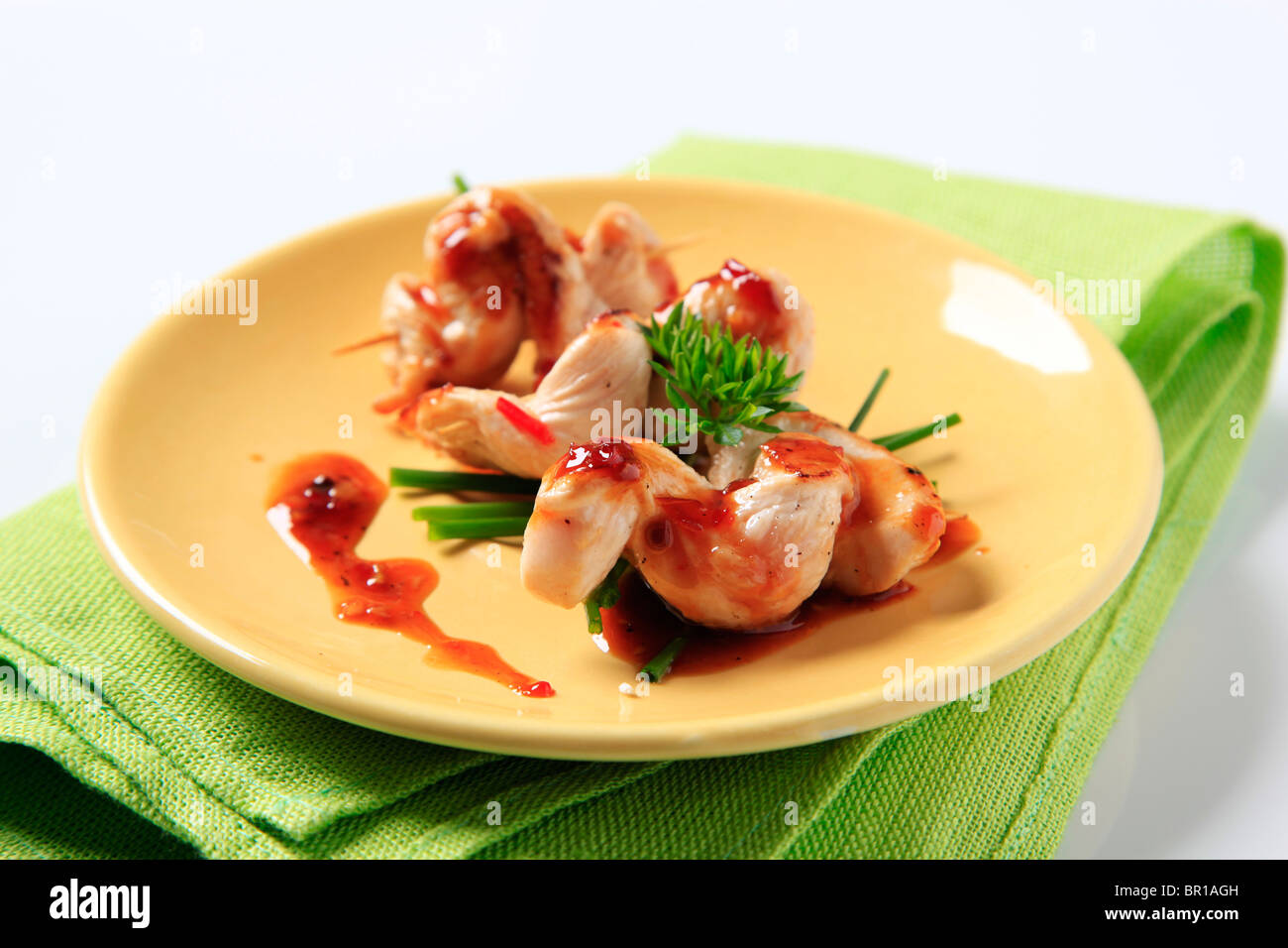 Chicken sate and sauce Stock Photo