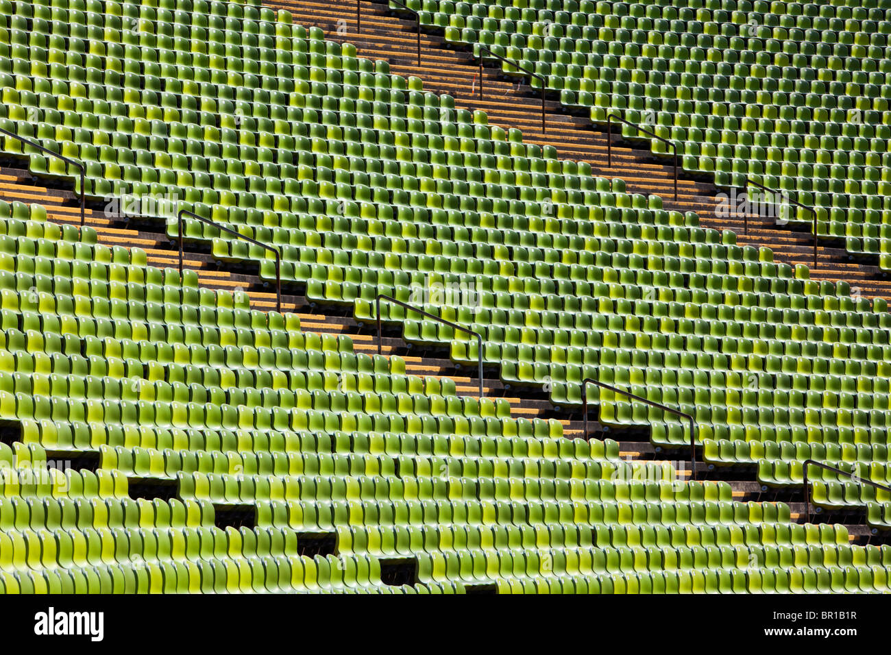 endless rows of bleachers at olympic stadium, Munich Stock Photo