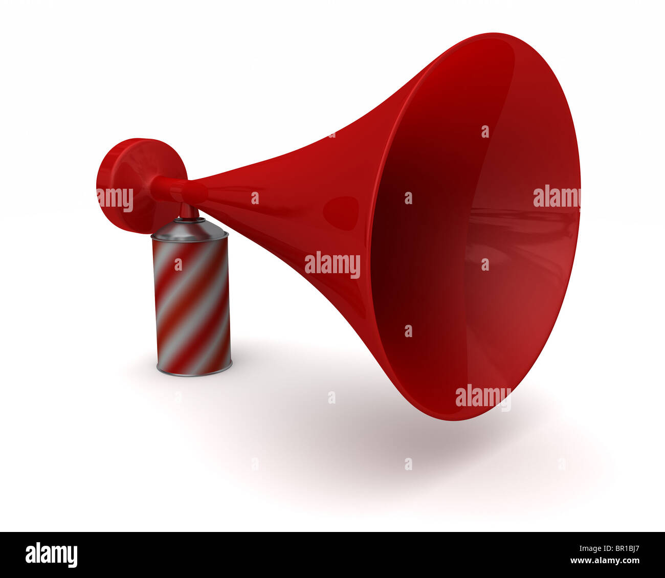 A really big oversized novelty air horn isolated on white Stock Photo