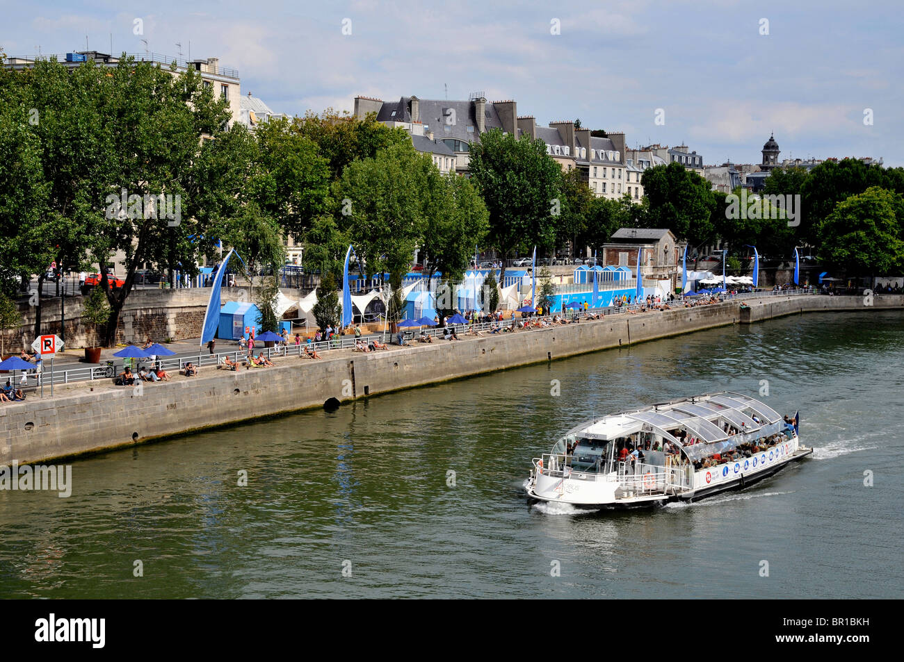 batobus, Seine river, Paris Plage, Paris, France Stock Photo