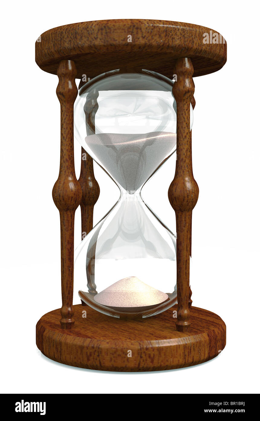 A glass and wooden hourglass isolated on white Stock Photo - Alamy