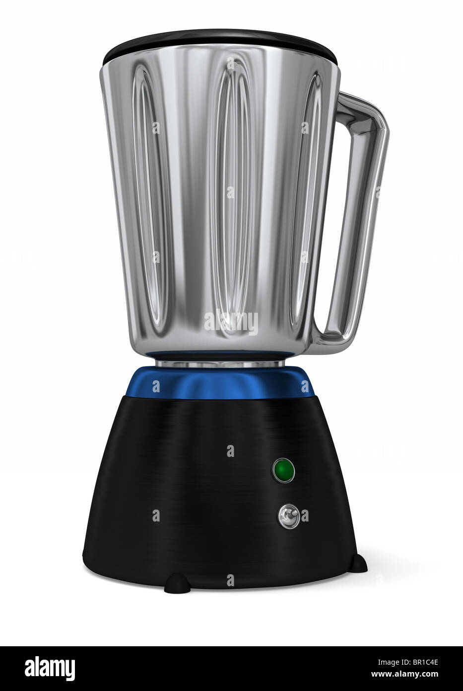 A fancy stainless steel kitchen blender with single control, isolated on black Stock Photo