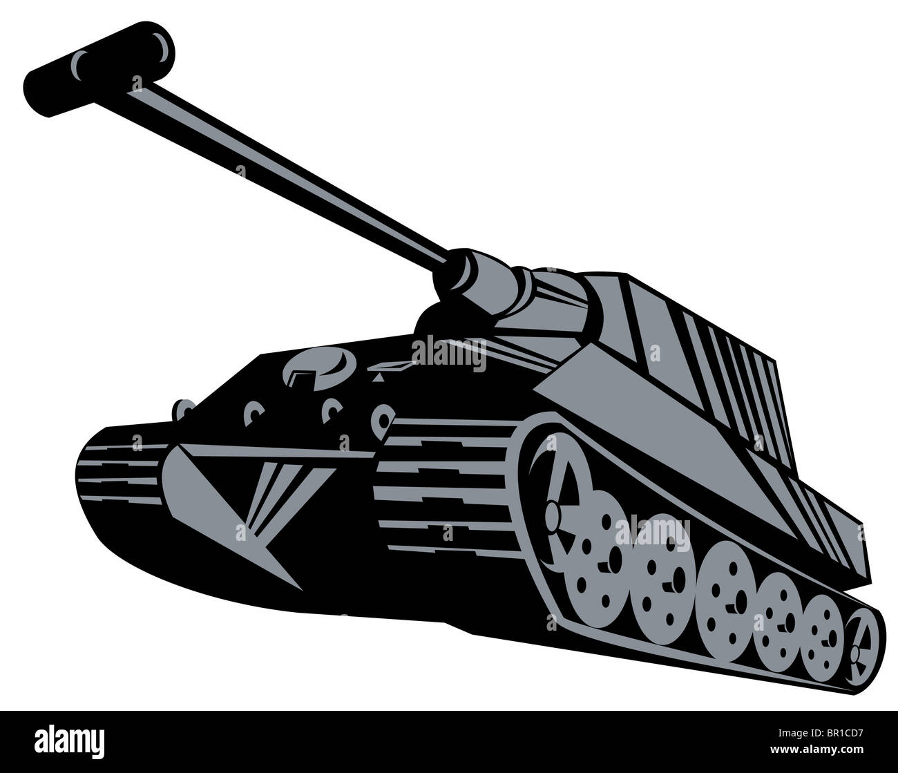 Retro Style Illustration Of A World War Two Military Battle Tank On