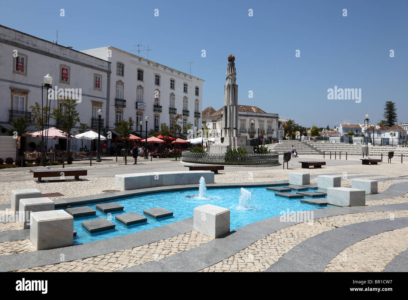 Square in the old town of Tavira, Portugal Stock Photo