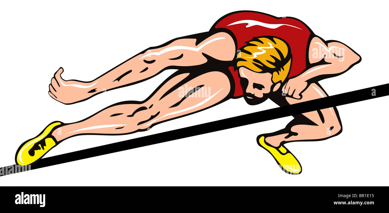 illustration of a track and field athlete high jump hurdle isolated on