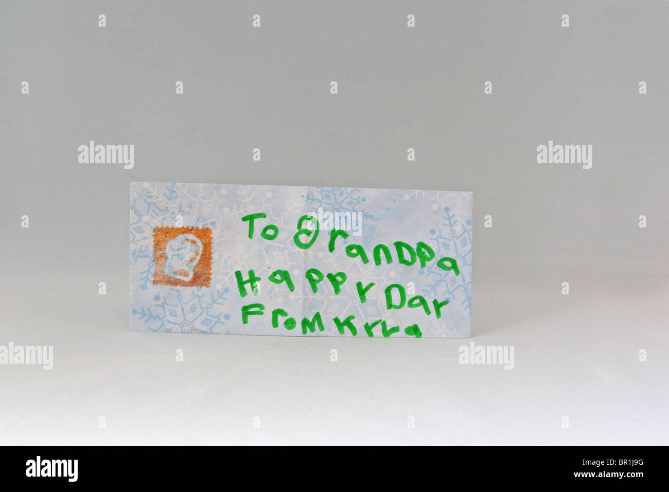 Still life letter to grandpa Stock Photo