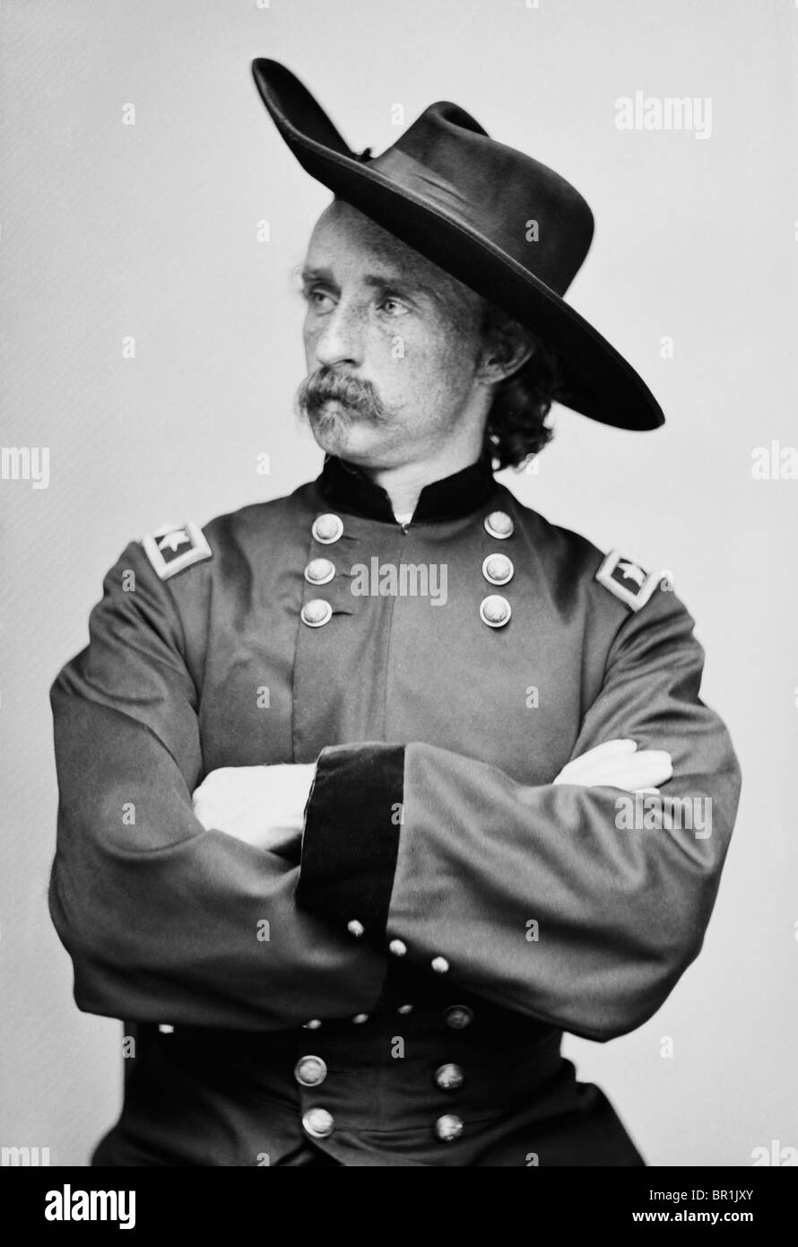 Portrait c1865 of Major-General George Armstrong Custer (1839 - 1876) - famously killed in the Battle of the Little Bighorn. Stock Photo