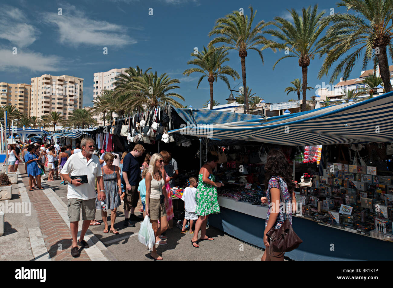 estepona weekly harbour market in spain Stock Photo