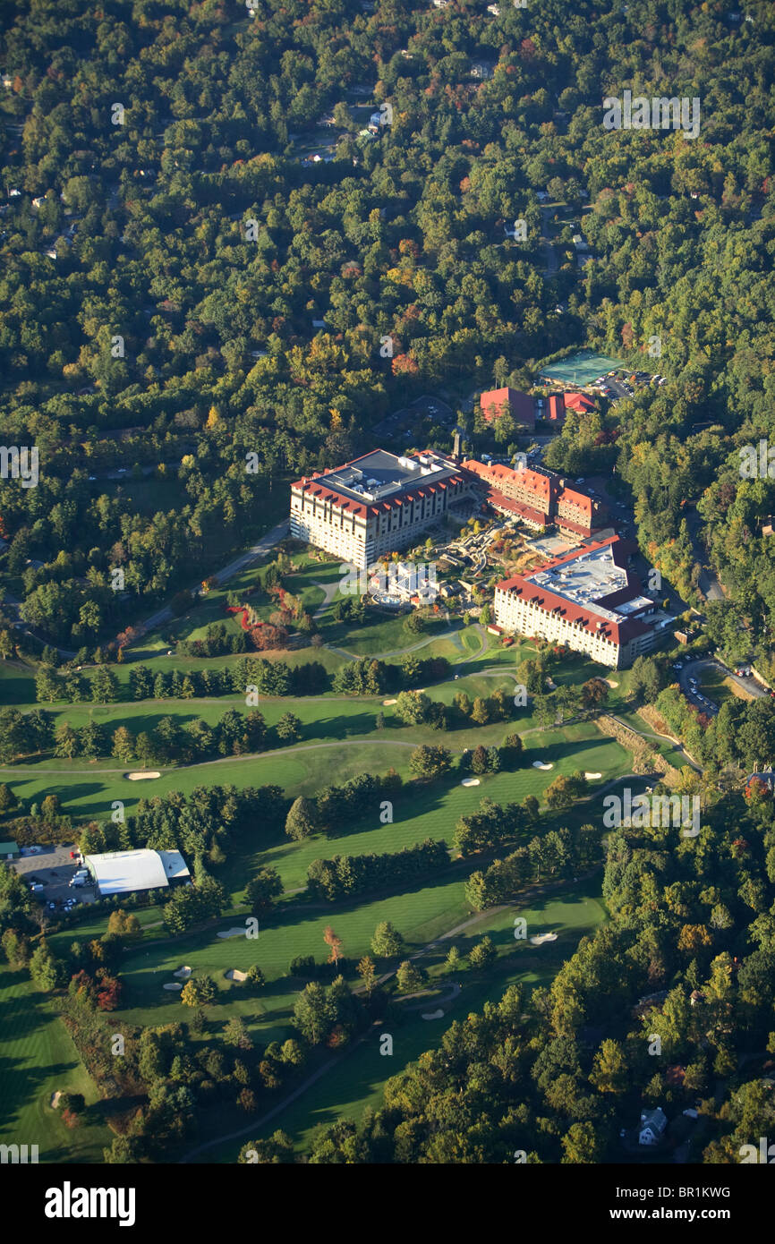 Aerial view of the Grove Park Inn and golf course in Asheville, NC Stock Photo