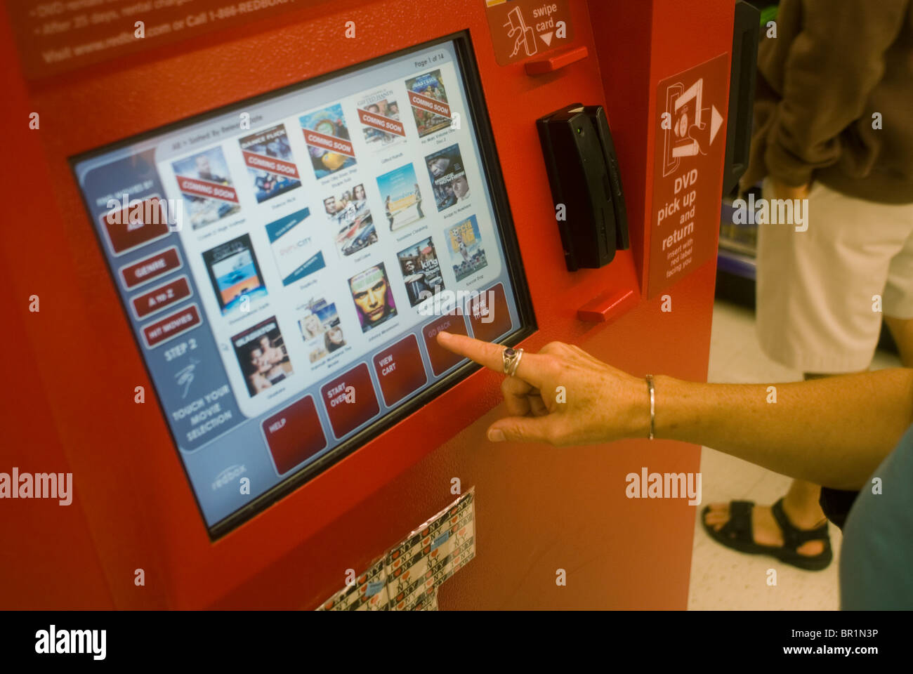 A self-service Redbox video rental kiosk is seen in a Walgreen's drug store in New York Stock Photo