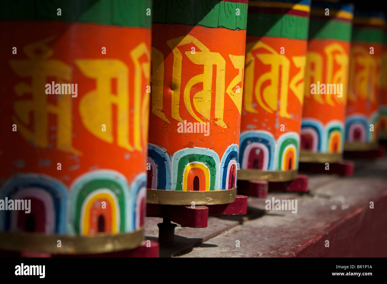colorful prayer wheels Stock Photo Alamy