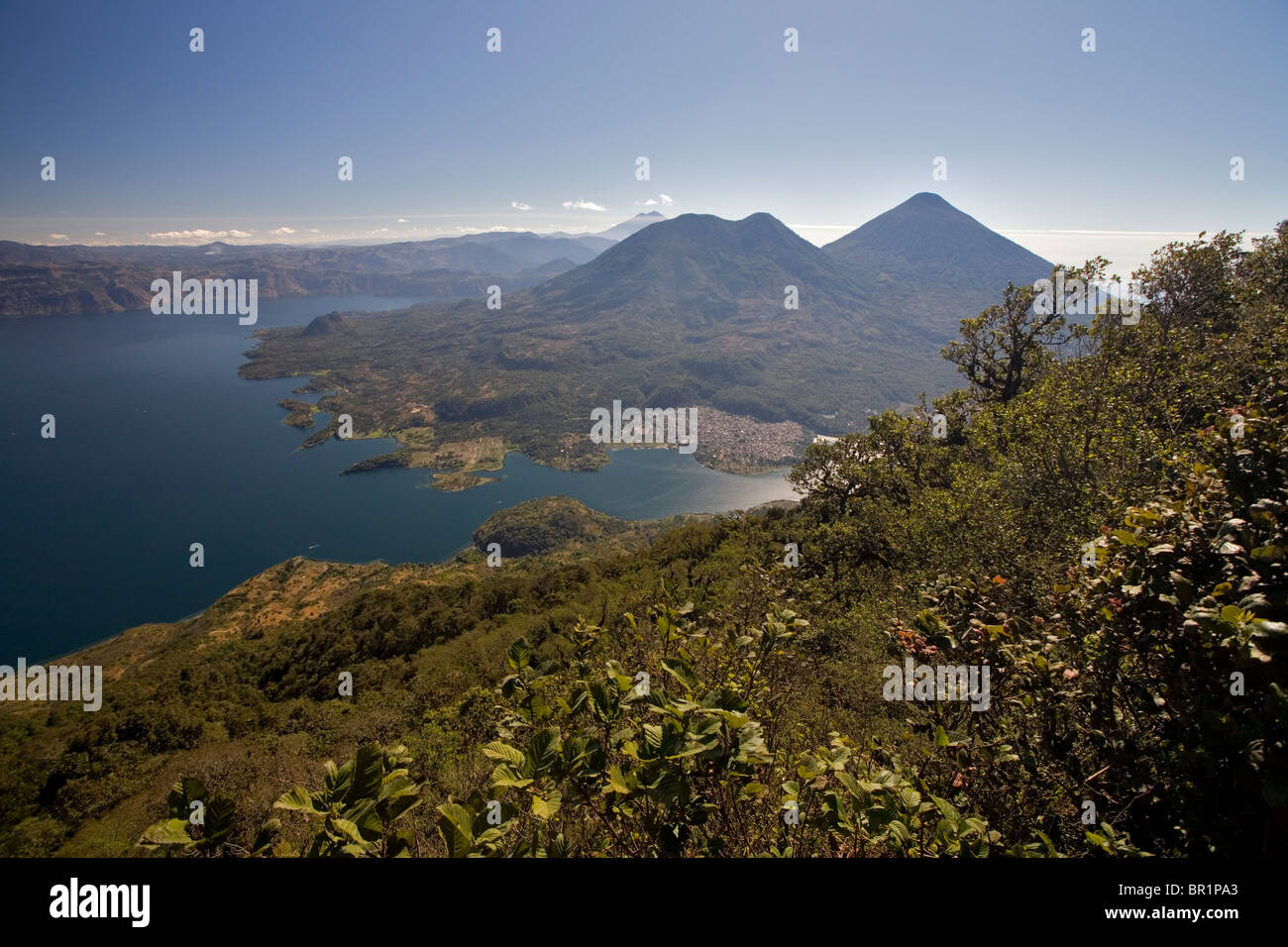 Lake Atitlan as seen from the flanks of San Pedro volcano, Guatemala Stock Photo