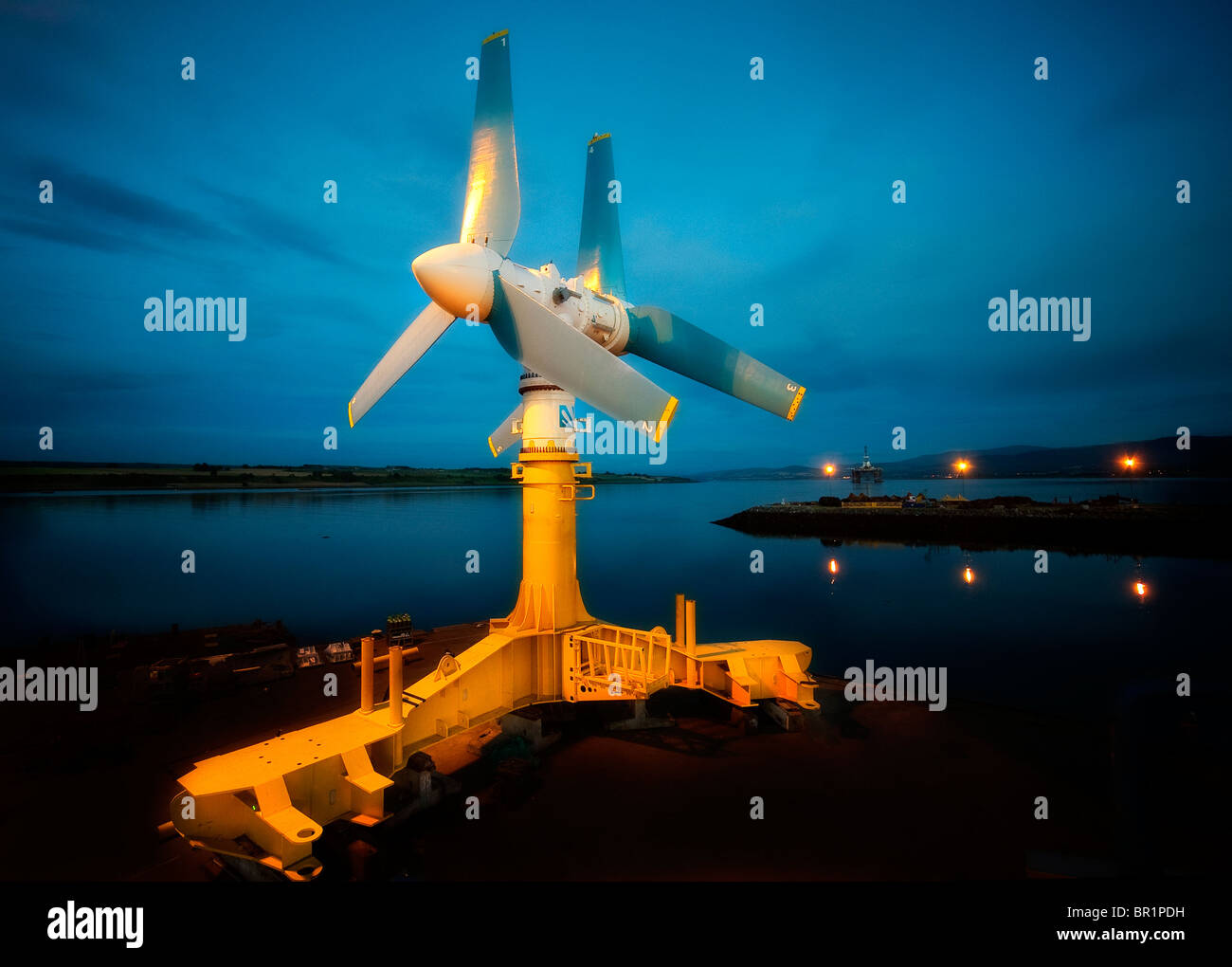 Atlantis unveiled the world’s largest and most powerful single axis tidal turbine, the AK1000™, at Invergordon in Scotland. Stock Photo