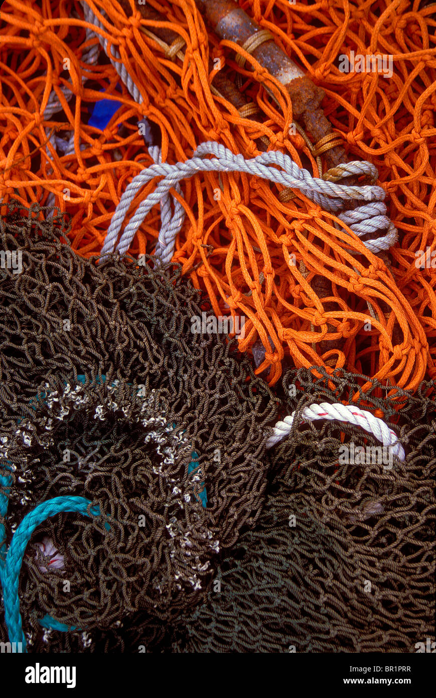 Fishing nets & ropes (abstract) Stock Photo