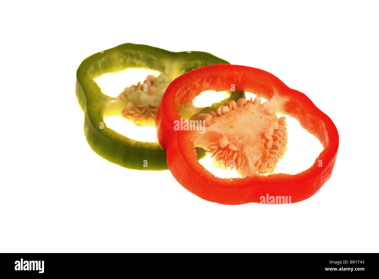 Sliced Red and Green Peppers Stock Photo - Alamy