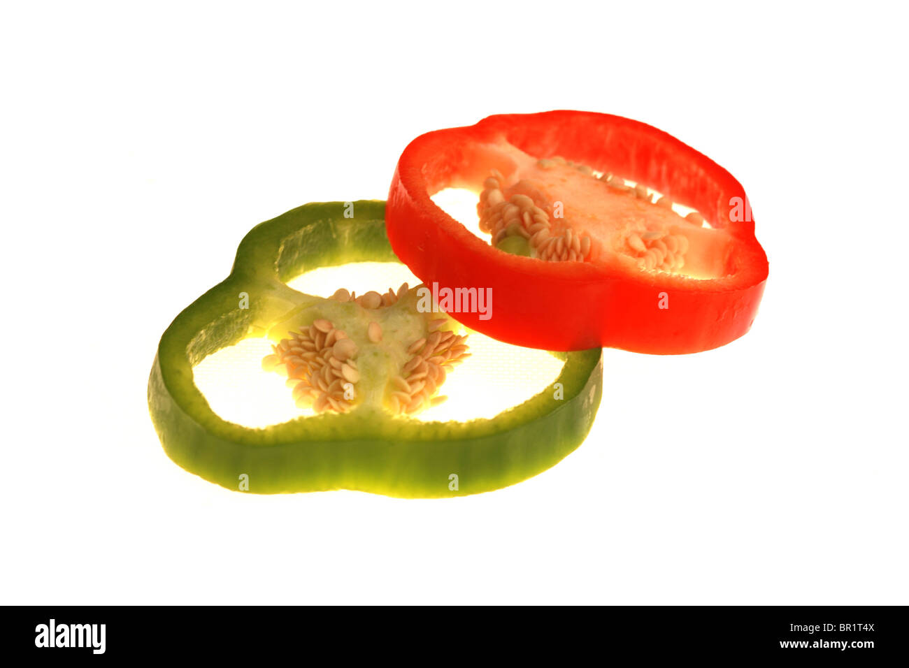 Sliced Red and Green Peppers Stock Photo - Alamy