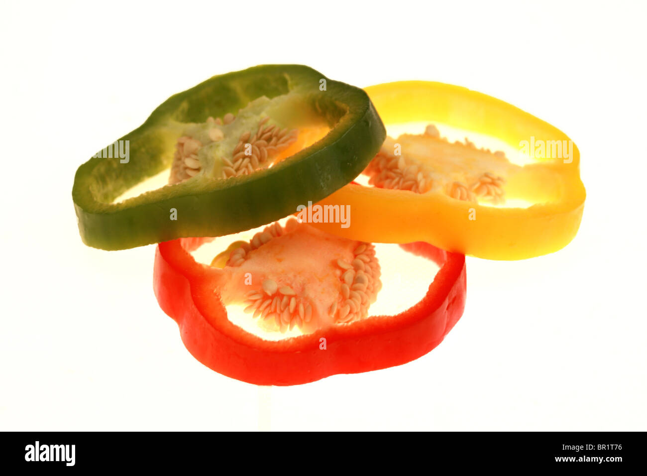 Sliced Red Green and Yellow Peppers Stock Photo - Alamy