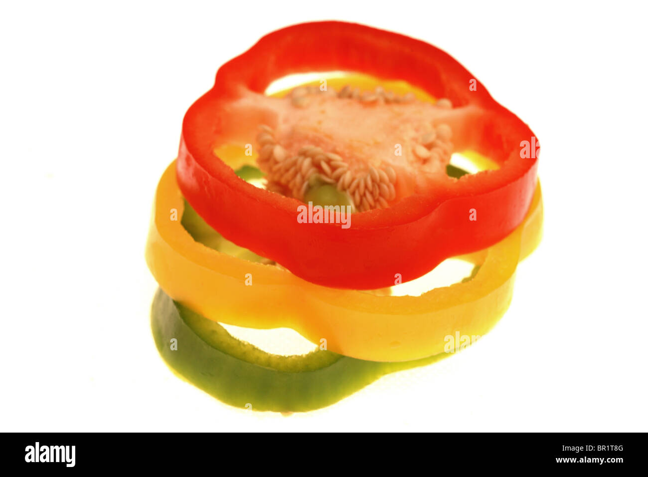 Sliced Red Green and Yellow Peppers Stock Photo - Alamy