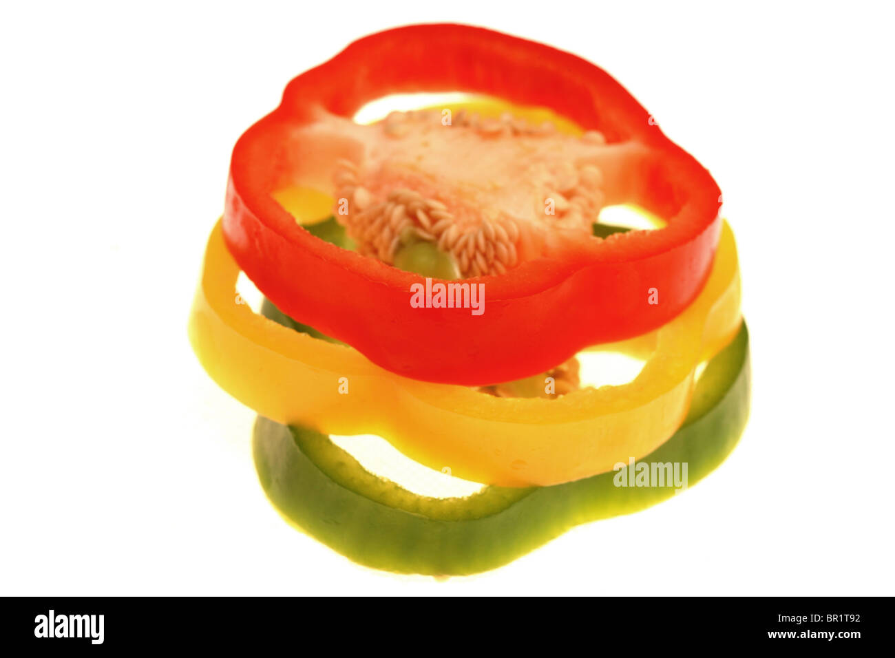 Sliced Red Green and Yellow Peppers Stock Photo - Alamy