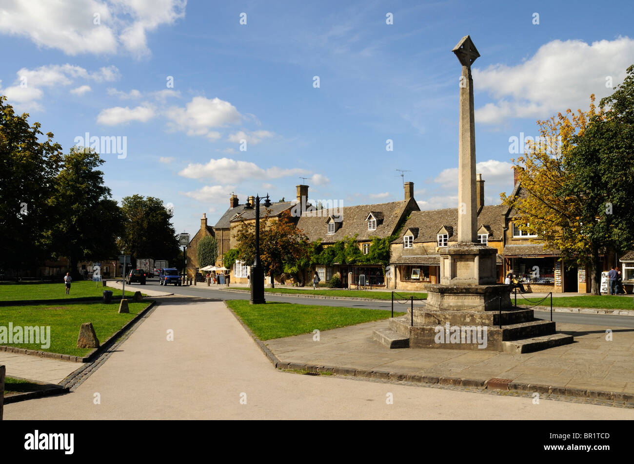 Broadway village green The Cotswolds Stock Photo Alamy