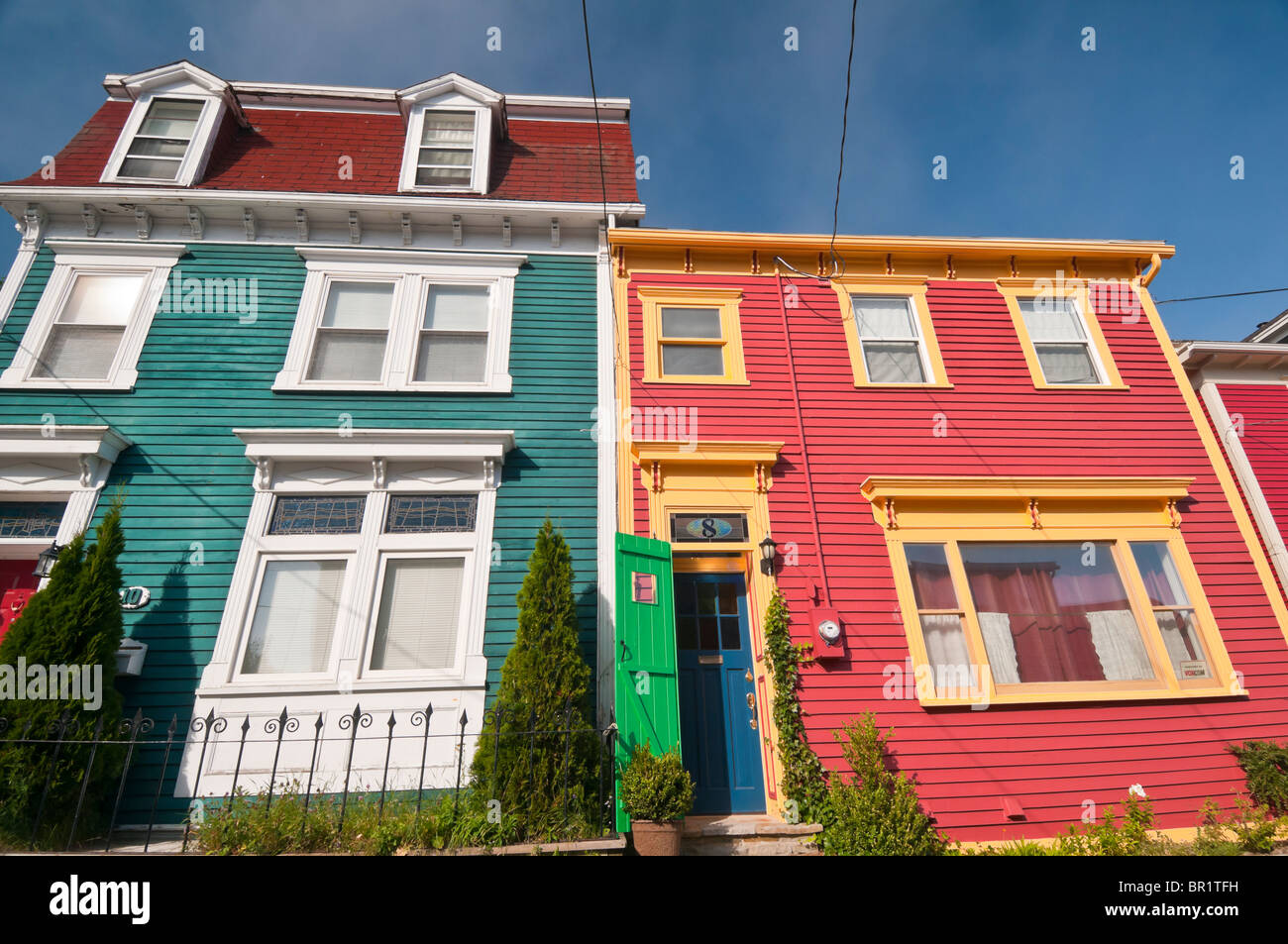 Colorful jelly bean row houses, Wood Street, St. John's, Newfoundland