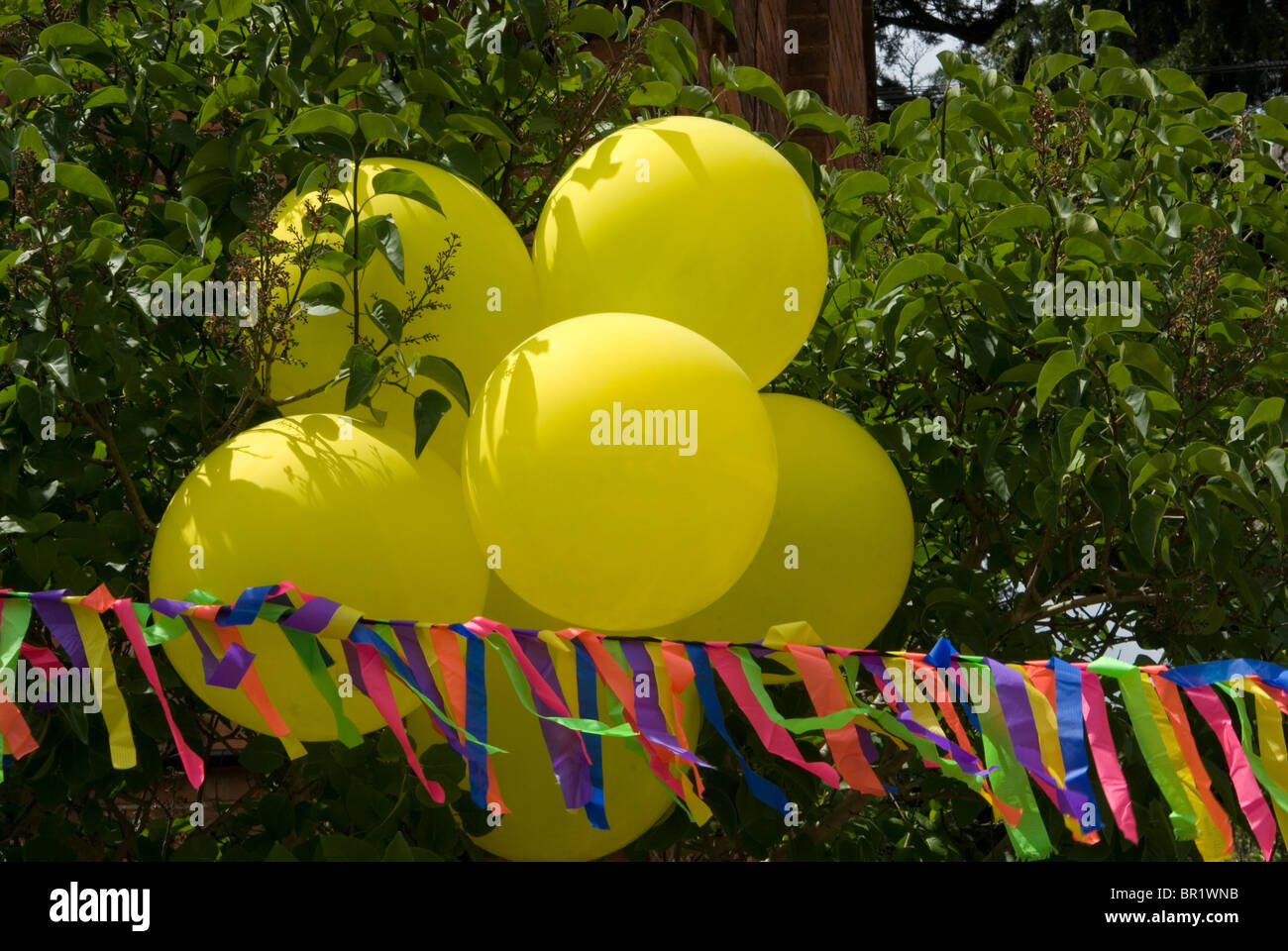 Balloons and bunting at Church Stretton, Shropshire Stock Photo