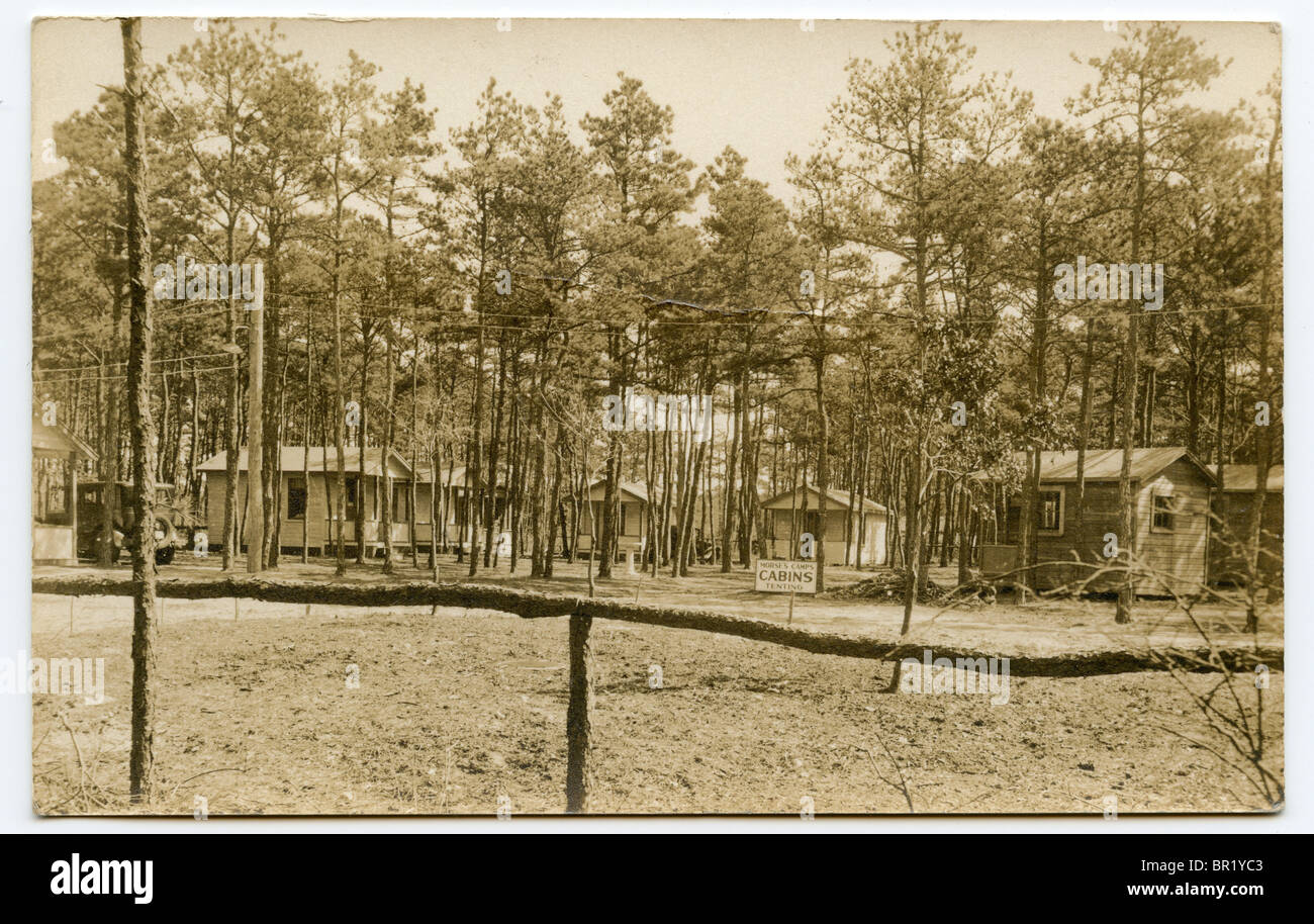 1930 S Old Postcard Of Old Campground Site With Cabins Usa Stock