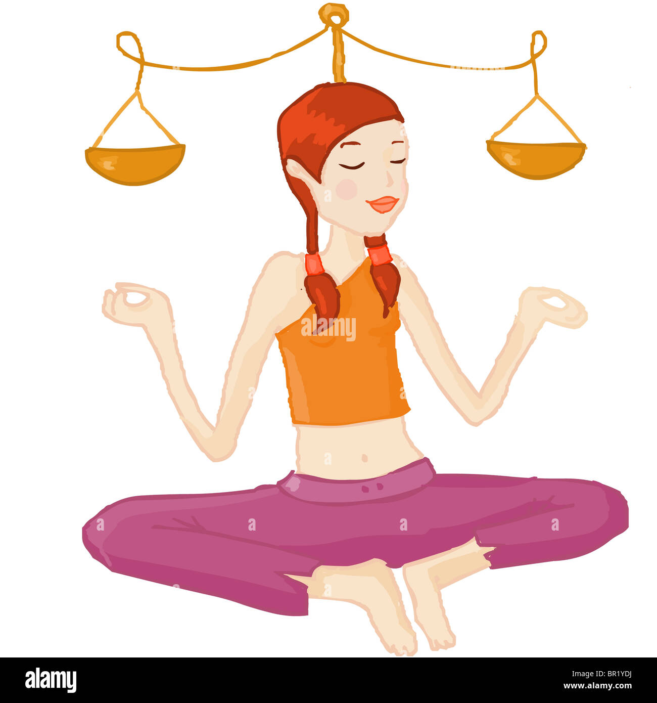 A Libra girl balancing the scale as she does yoga Stock Photo Alamy