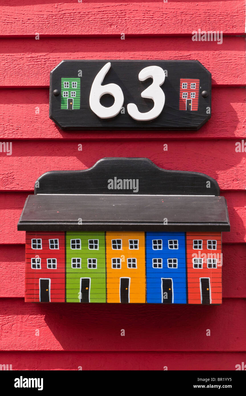 Mailbox, jellybean (jelly bean row) houses, Signal Hill Road, St. John